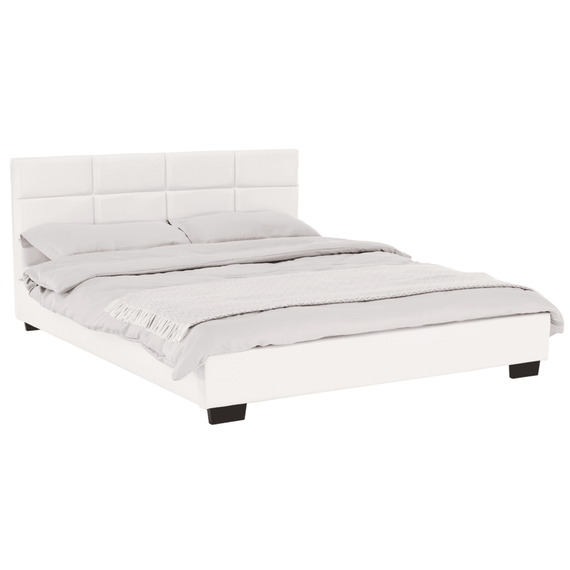Pat matrimonial cu somieră, 160x200, piele eco albă, MIKEL-Dacenergy.ro