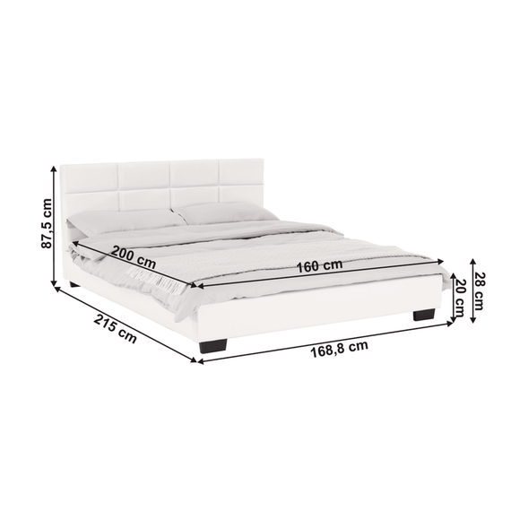 Pat matrimonial cu somieră, 160x200, piele eco albă, MIKEL-poza 3-Dacenergy.ro