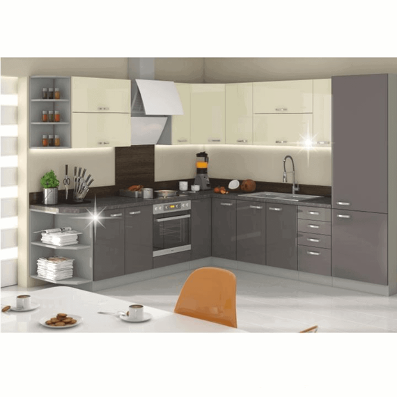 Dulap inferior pentru chiuvetă, gri extra lucios, PRADO 80 ZL 2F BB-poza 4-Dacenergy.ro