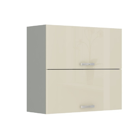 Dulap superior, crem extra lucios/gri, PRADO 80 GU-72-Dacenergy.ro