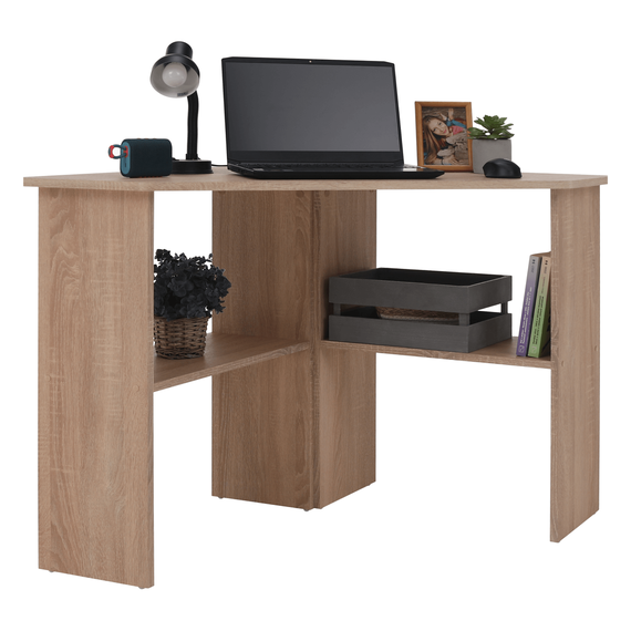 Masă PC, de colţ, stejar sonoma, RONY NEW-poza 2-Dacenergy.ro