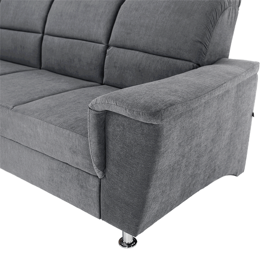 Colţar extensibil, material textil gri, model stânga, SANTIAGO-poza 10-Dacenergy.ro