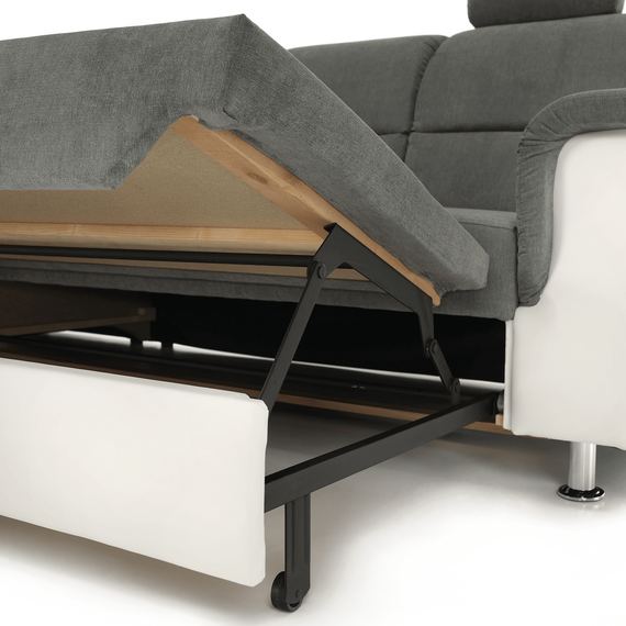 Colţar mic, piele ecologică alb/material textil gri, model stânga, SANTIAGO-poza 8-Dacenergy.ro