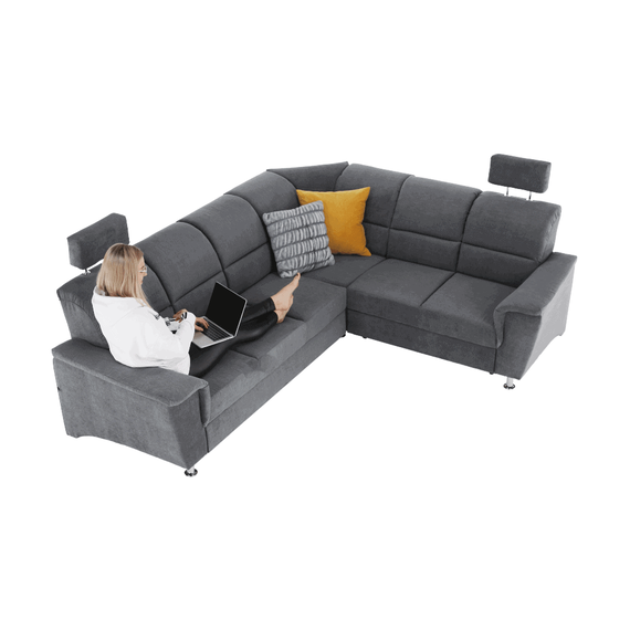 Colţar extensibil, material textil gri, model dreapta, SANTIAGO-poza 4-Dacenergy.ro