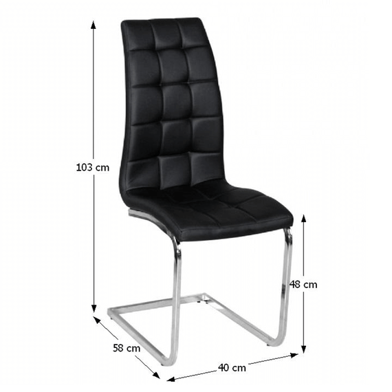 Scaun bucătărie, piele ecologică negru/crom, DULCIA-poza 2-Dacenergy.ro