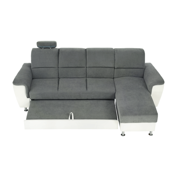 Colţar mic, piele ecologică alb/material textil gri, model dreapta, SANTIAGO COLŢAR MIC-poza 8-Dacenergy.ro