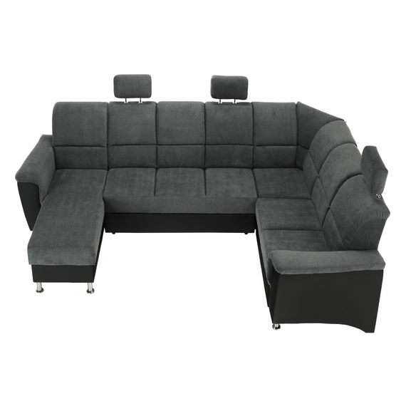 Colţar, piele ecologică negru/material, model dreapta, SANTIAGO U-poza 3-Dacenergy.ro