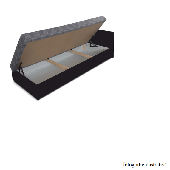 Pat cu spaţiu pentru depozitare, piele eco maro/material cu imprimeu, dreapta, JUDIT-poza 2-Dacenergy.ro