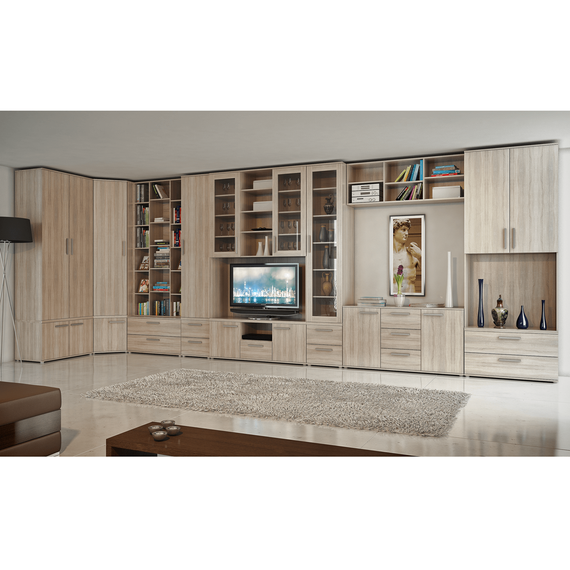 Dulap pentru TV cu sticlă, DTD laminat, stejar sonoma, DUNAJ TIPUL6-poza 3-Dacenergy.ro