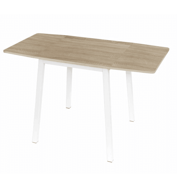 Masă dining, MDF folie/metal, stejar sonoma/alb, 60-120x60 cm, MAURO-Dacenergy.ro