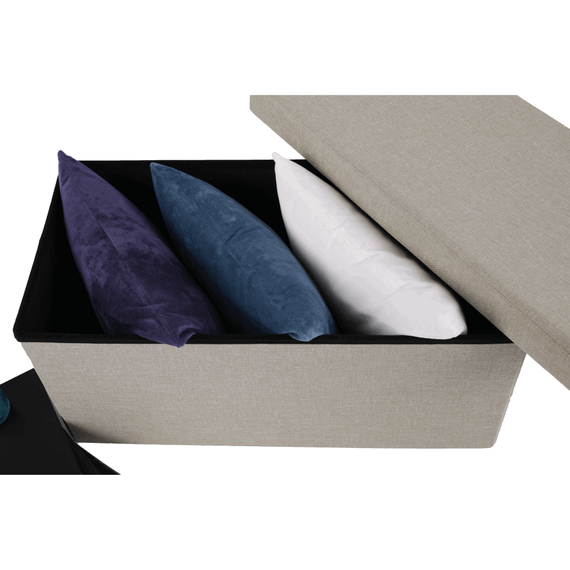 Taburet pliabil, material bej, ORELIA-poza 8-Dacenergy.ro