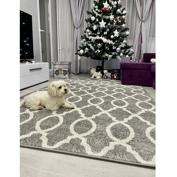 Covor, maro deschis/model fildeş, 57x90, DESTA-poza 2-Dacenergy.ro