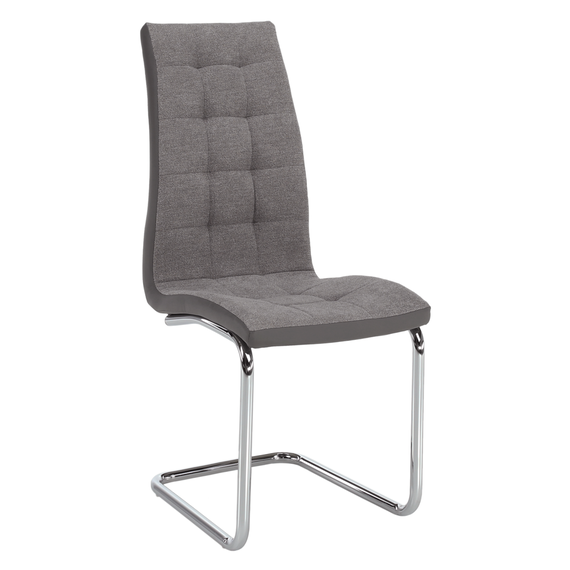 Scaun bucătărie, material textil gri deschis/piele ecologică gri/crom, SALOMA NEW-Dacenergy.ro