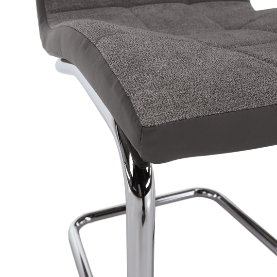 Scaun bucătărie, material textil gri deschis/piele ecologică gri/crom, SALOMA NEW-poza 7-Dacenergy.ro