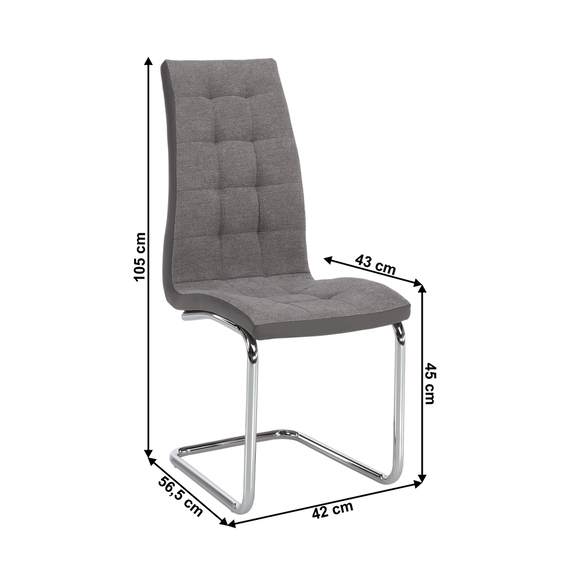 Scaun bucătărie, material textil gri deschis/piele ecologică gri/crom, SALOMA NEW-poza 5-Dacenergy.ro