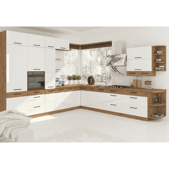 Cabinet superior, stejar Lancelot/alb extra lucios HG, VEGA 80 NAGU-36 1F-poza 8-Dacenergy.ro