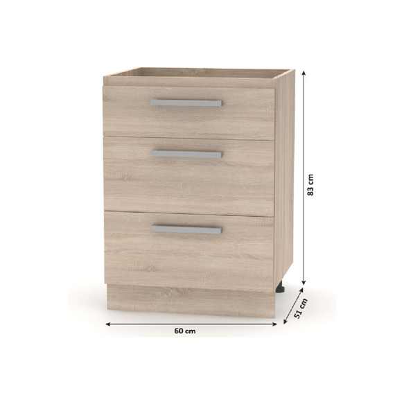 Dulap inferior cu sertare 60, stejar sonoma, NOVA PLUS NOPL-058-0S-poza 3-Dacenergy.ro