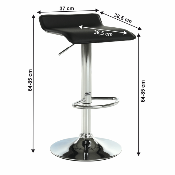 Scaun de bar, piele eco neagră/crom, LARIA NEW-poza 3-Dacenergy.ro