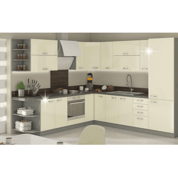 Cabinet inferior, alb extra lucios/gri, PRADO 40 D 4S BB-poza 3-Dacenergy.ro