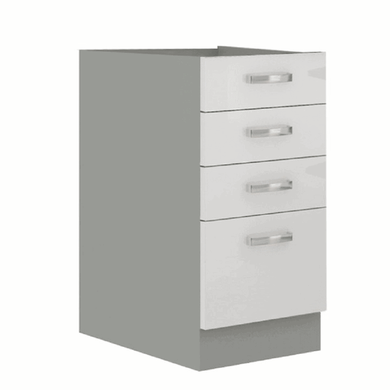 Cabinet inferior, alb extra lucios/gri, PRADO 40 D 4S BB-Dacenergy.ro