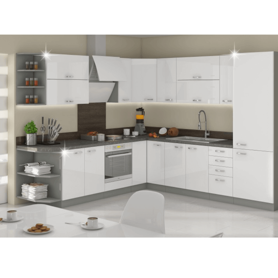 Cabinet inferior, alb extra lucios/gri, PRADO 80 D 2F BB-poza 3-Dacenergy.ro