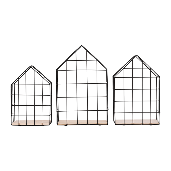 Set de 3 rafturi, natural/negru, AZURI-poza 4-Dacenergy.ro