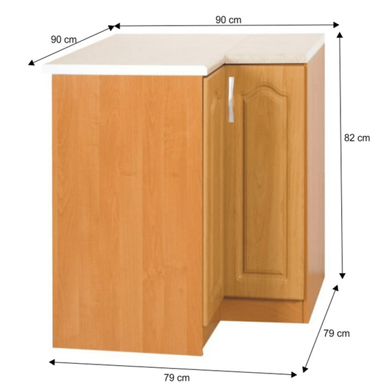 Cabinet de bucătărie, inferior, dreapta, anin, LORA MDF NEW KLASIK S90/90-poza 3-Dacenergy.ro