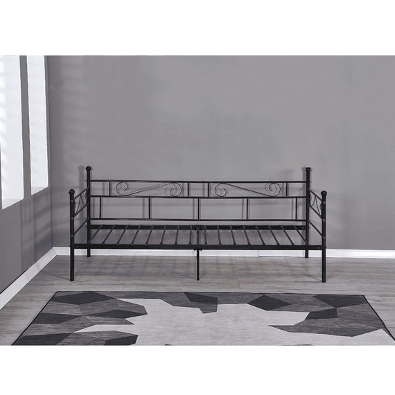 Canapea din metal - de o persoană, negru, 90x200, ROZALI-poza 8-Dacenergy.ro