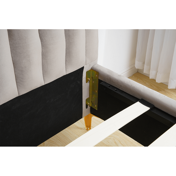 Pat, gri maro Taupe/gold crom auriu mat, 140x200, KAISA-poza 6-Dacenergy.ro