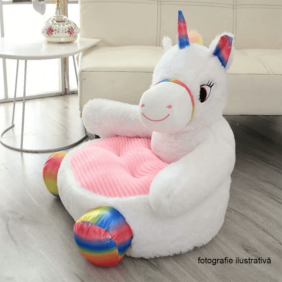 Fotoliu tip sac unicorn, alb/roz/amestec de culori, BUFEL-poza 2-Dacenergy.ro