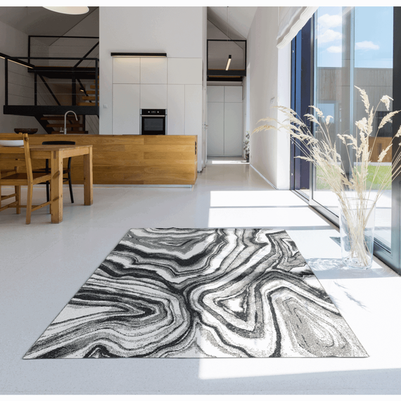 Covor, alb/negru/model, 57x90, SINAN-poza 3-Dacenergy.ro