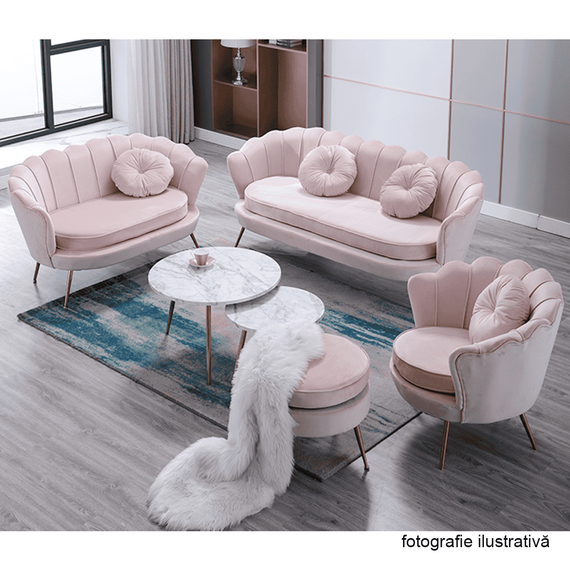 Fotoliu în stil Art-deco, catifea Velvet roz/crom auriu, NOBLIN-poza 8-Dacenergy.ro