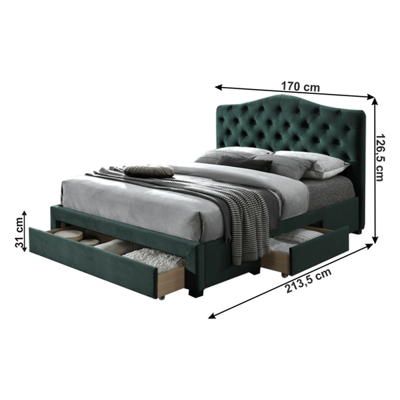 Pat, catifea Velvet smarald, 160x200, KESADA-poza 2-Dacenergy.ro