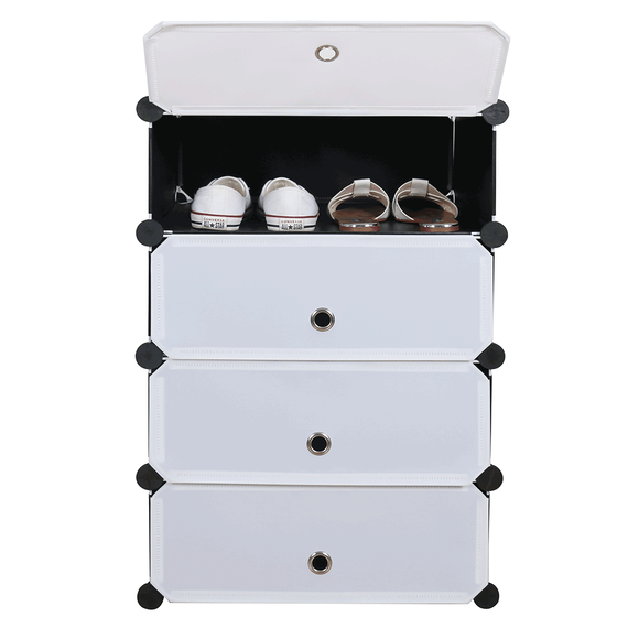Organizator de pantofi modular, negru / alb, PORET-poza 5-Dacenergy.ro