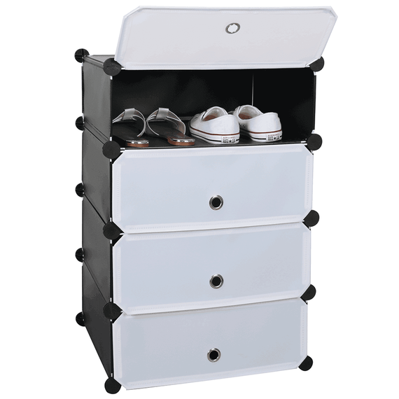 Organizator de pantofi modular, negru / alb, PORET-Dacenergy.ro