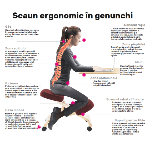 Scaun genunchi ergonomic, verde/ fag, GROCO-poza 5-Dacenergy.ro