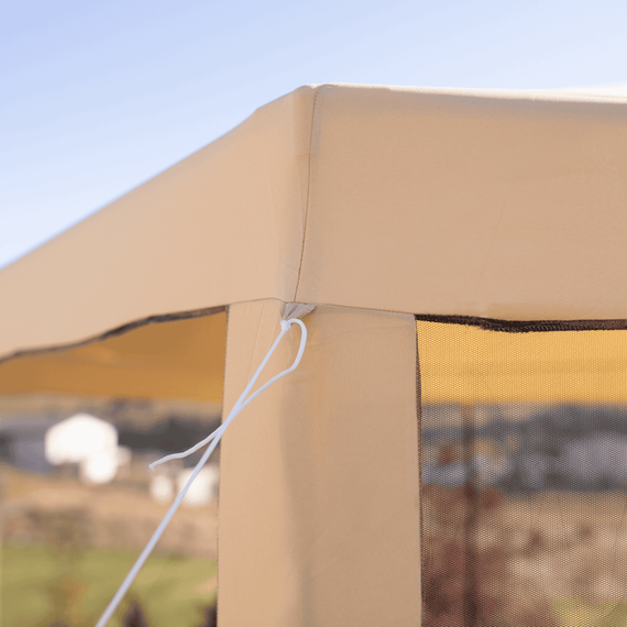 Pavilion cort pentru grădină, 3,9x2,5x3,9m, bej / negru, RINGE TIP 2 + 6 laturi-poza 6-Dacenergy.ro