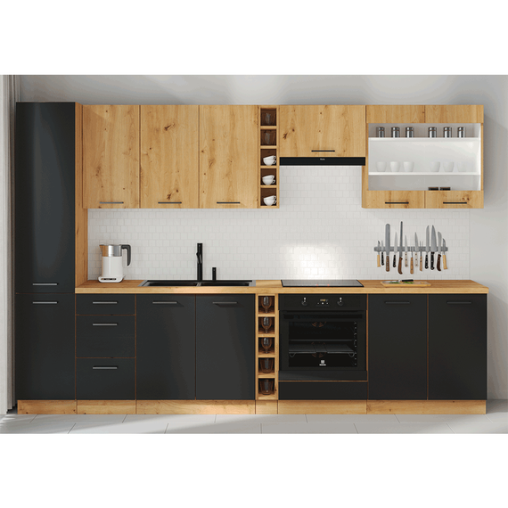 Uşă pentru maşina de spălat vase, stejar artizan/ negru mat, MONRO ZM 570x446-poza 4-Dacenergy.ro