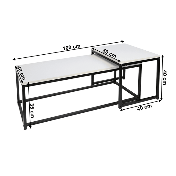 Set 2 măsuţe de cafea, alb mat/negru, KASTLER NEW TYP 2-poza 4-Dacenergy.ro