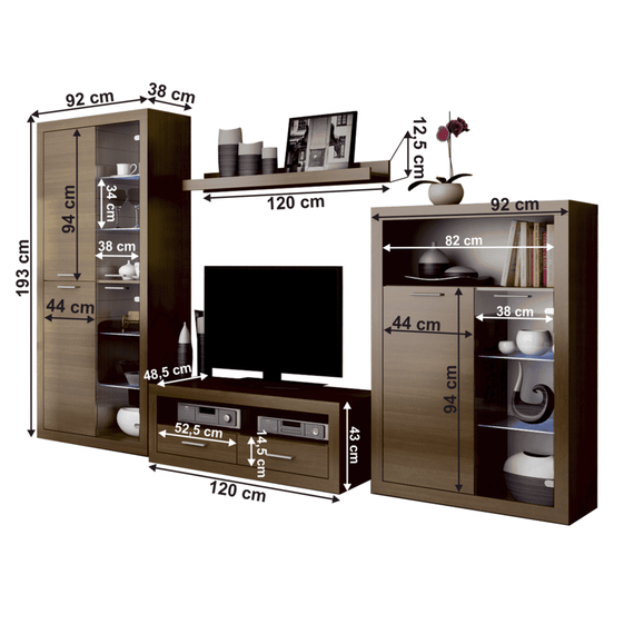 Ansamblu living cu iluminare LED, nuc warmia, TOGO 2 NEW-poza 2-Dacenergy.ro