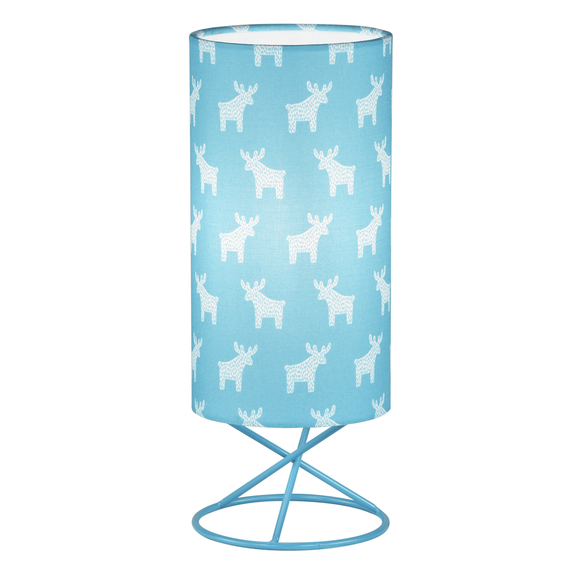 Lampă de masă, abajur metal/ material textil albastru, AVAM-Dacenergy.ro