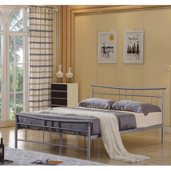 Cadru pat cu somieră, metal argintiu, 160x200, DORADO NEW-poza 2-Dacenergy.ro
