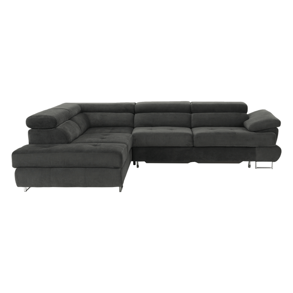 Set canapea cu spaţiu de depozitare, gri, material textil, stânga, BUTON R-poza 10-Dacenergy.ro