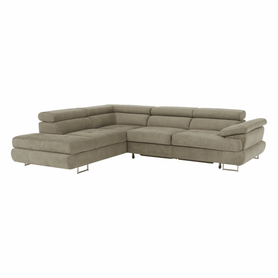 Set canapea cu spaţiu de depozitare, maro deschis melanj, material textil, stânga, BUTON R-Dacenergy.ro