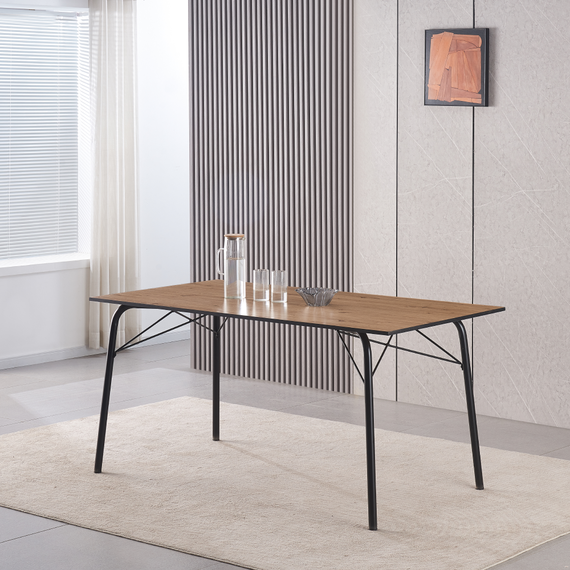 Masă de sufragerie, stejar artisan / negru, 160x80x75 cm, NALAK YTIP 3-poza 6-Dacenergy.ro