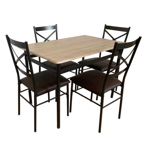 Set de sufragerie 1+4, stejar Sonoma / negru / maro, NAREN-Dacenergy.ro