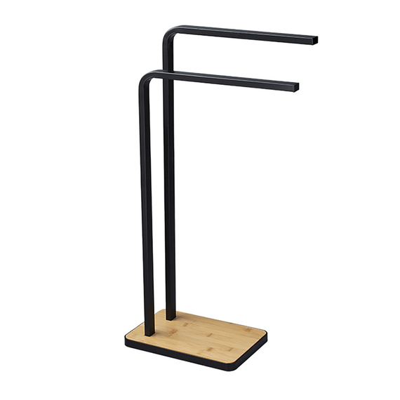 Suport pentru prosoape, metal de culoare neagră / bambus, LABAV-Dacenergy.ro