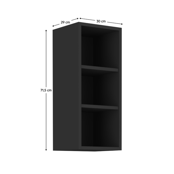 Dulap superior fără uşi, negru, ARAKA/MENZO/SIBER 30 G-72 OTW-poza 2-Dacenergy.ro