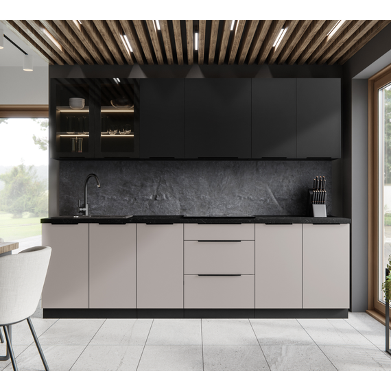 Dulap de colţ superior, caşmir/negru, ARAKA 60x60 GN-90 2F-poza 5-Dacenergy.ro