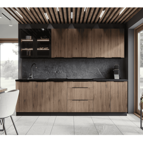 Uşă de maşină de spălat vase, nuc okapi/negru, MENZO ZM 570x596-poza 5-Dacenergy.ro